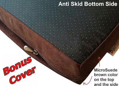 Dogbed4less Orthopedic Small Medium Gel Memory Foam Pet Bed with Washable Denim Cover 35X20X4 Inch