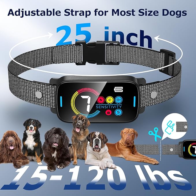 Bark Collar for Large Medium Dogs Smart Ultrasonic 7 Sensitivity