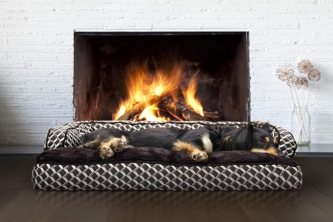 Furhaven Pillow Dog Bed for Medium/Small Dogs w/ Removable Bolsters & Washable Cover