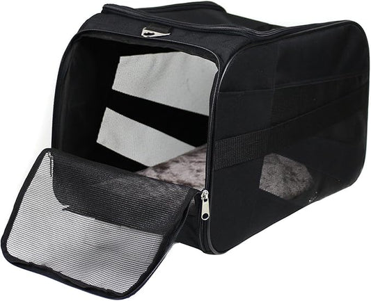 dbest products Pet Smart Cart Carrier, Medium, Black, Soft Sided Collapsible Folding Travel Bag, Dog Cat Airline Approved Tote Luggage Backpack