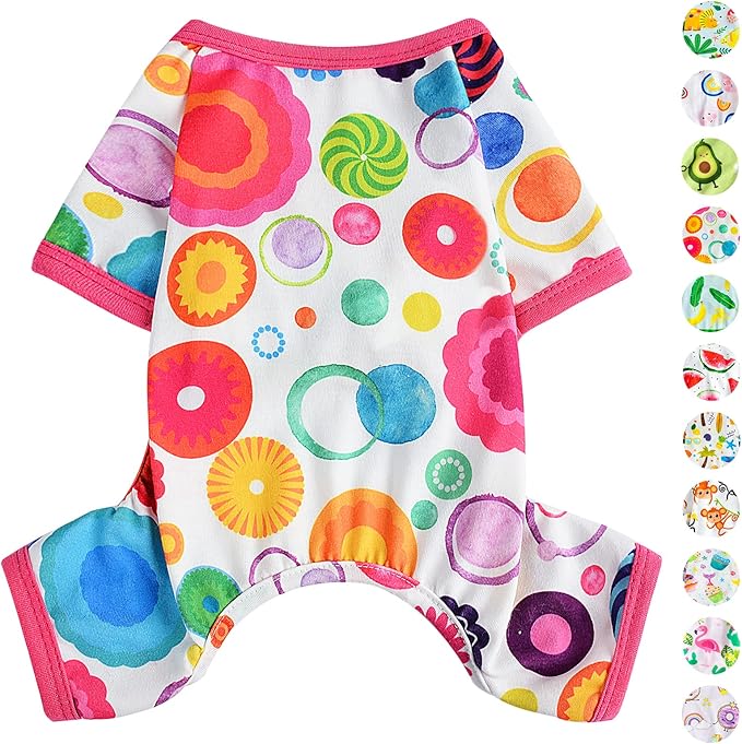 Dog Pajamas Pjs Spring Summer Dog Clothes for Small Dogs Girl - Boy - Medium Size Dogs, Soft Stretchy Puppy Clothes Doggie Onesies Cat Pet Jammies Outfit (Floral, Small)