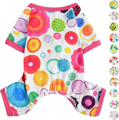 Dog Pajamas Pjs Spring Summer Dog Clothes for Small Dogs Girl - Boy - Medium Size Dogs, Soft Stretchy Puppy Clothes Doggie Onesies Cat Pet Jammies Outfit (Floral, Small)