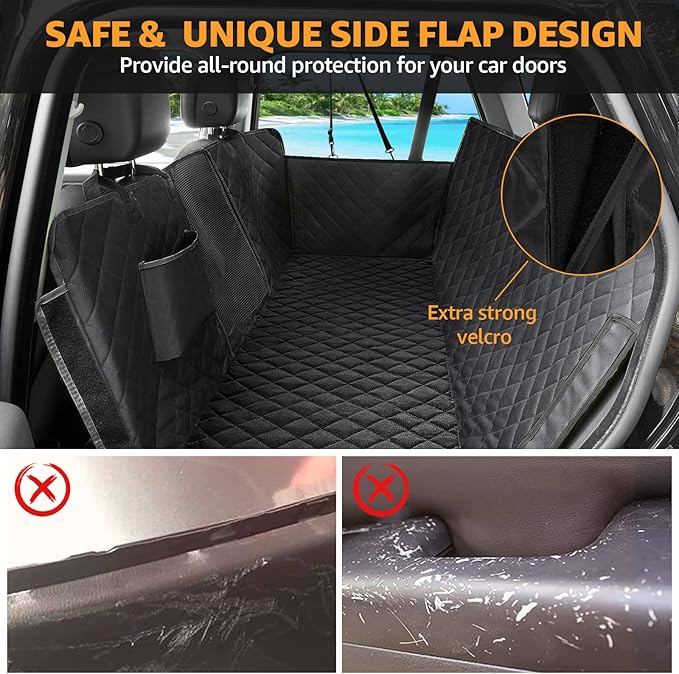 nzonpet Dog Back Seat Covers for Trucks 100% Waterproof F150- Black