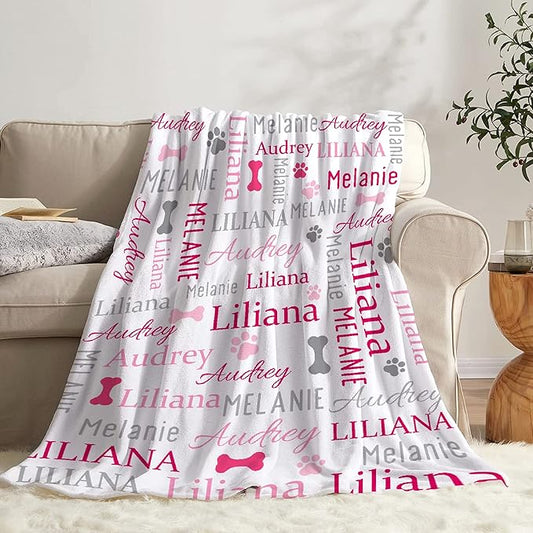 Personalized Dog Blankets Dog Paw Print Blanket Puppy Blanket 120"x90" for