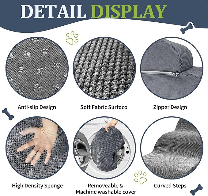 Dog Stairs for High Beds 2-Step dog 11.8" H 12-16 inches 2 Tiers