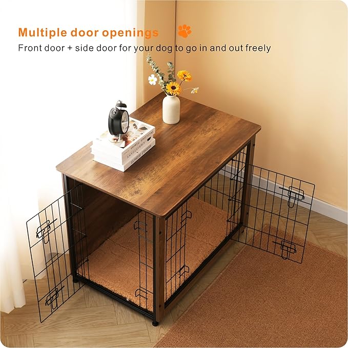 DWANTON Dog Crate Furniture with Cushion 32.5" L,