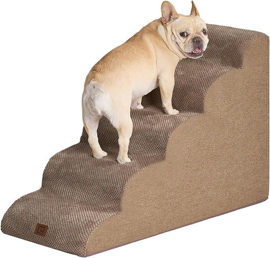 EHEYCIGA Curved Dog Stairs for High Beds 22.6" H 5-Step Dog
