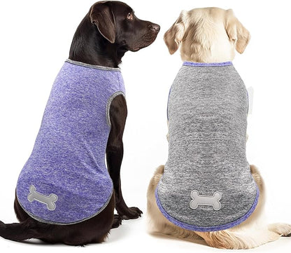 KYEESE 2 Pack Dog Shirts Quick Dry Soft Stretchy Dog T-Shirts with Reflective Label Tank Top Sleeveless Vest Sun Protection Dog Clothes for Medium Dogs 2XL