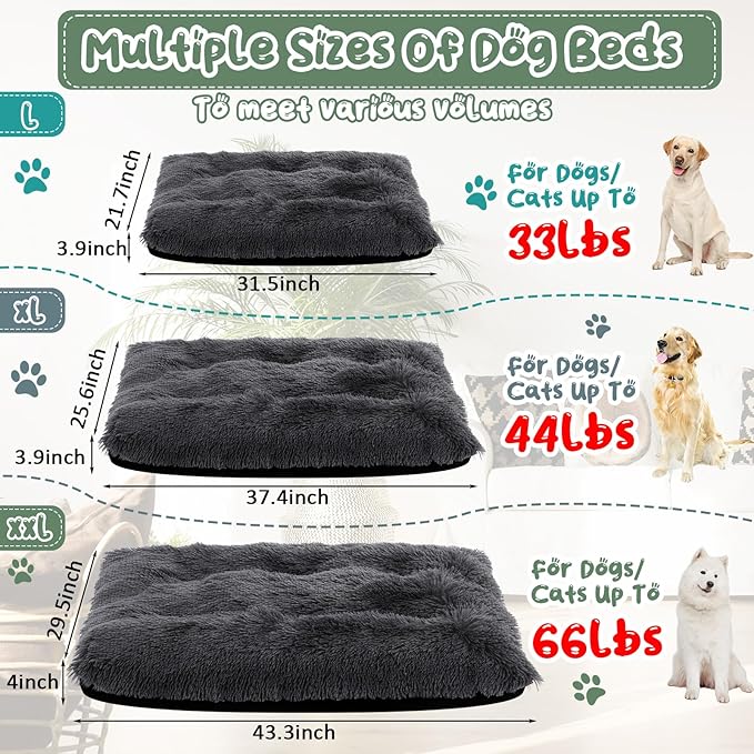 Suzile 2 Pcs Dog Cat Beds Dog Crate Beds with Machine Washable Anti-Slip Thick Puppy Beds Plush Pet Crate Pads Ultra Soft Dog Beds for Large Dog Pet Beds Medium Small Dogs