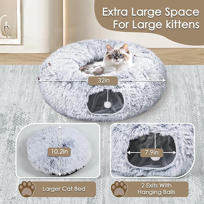 Cat Tunnel Bed for Indoor Cats