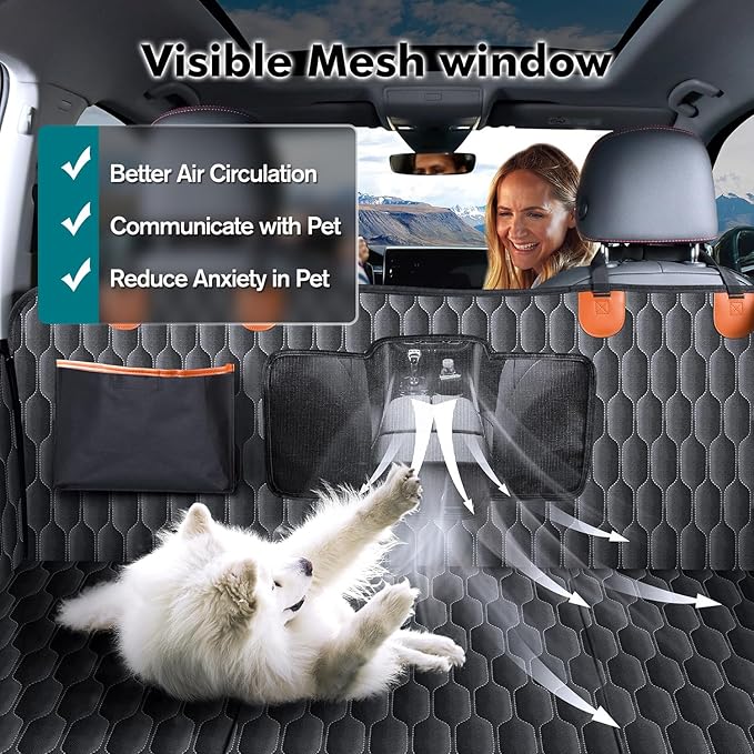 Back Seat Extender for Dogs-Supports 400lb Bottom-Detachable,600D Heavy