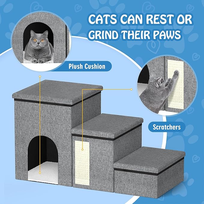 Dog Stairs for Small Dogs Medium Dogs Large Dogs Pet Stairs for High Beds and Sofas 3-Step Pet