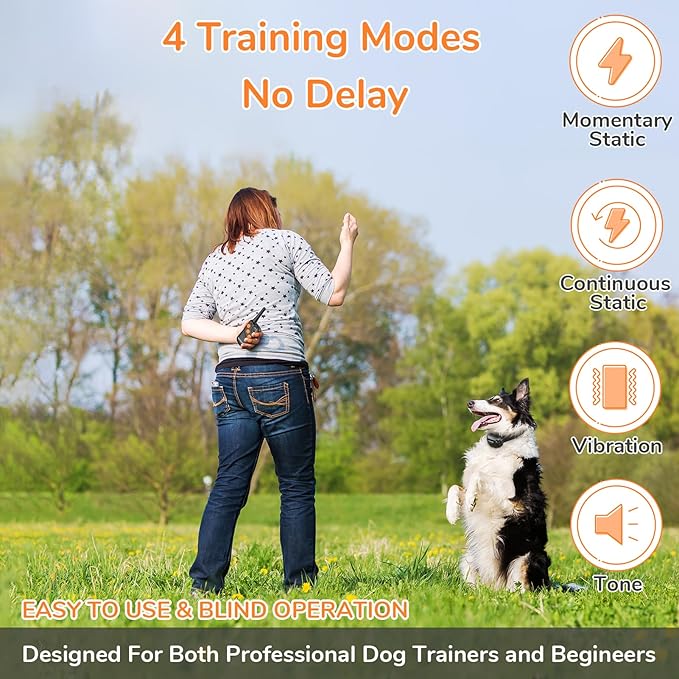 Professional Dog Training Collar Without Delay- K9 Dog Shock Collar 4 Training 1500FT Range