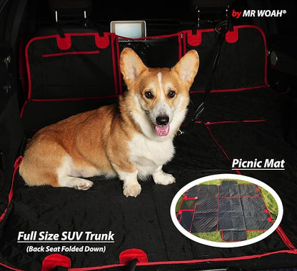 Convertible 7 in 1 Extra Mat Dog Front and Back Seat and Trunk Cover Protector Hammock Picnic Mats Durable Waterproof Scratch-Proof Nonslip Hammock Against Dirt and Fur for Car