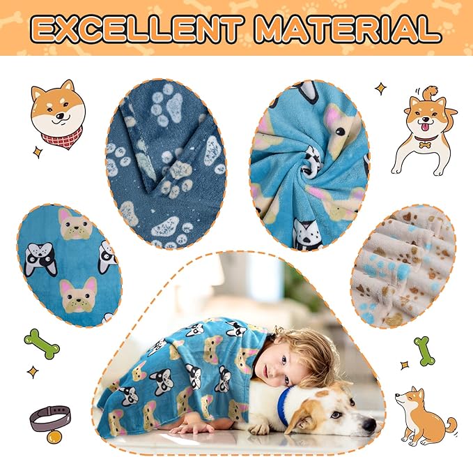 1 Pack 3 Blankets for Dogs Blankets for Large Dogs Medium Dog Blanket Super Soft Fluffy Premium Fleece Pet Blanket Flannel Throw for Dog Puppy Cat Paw Blanket(41x31 inch)