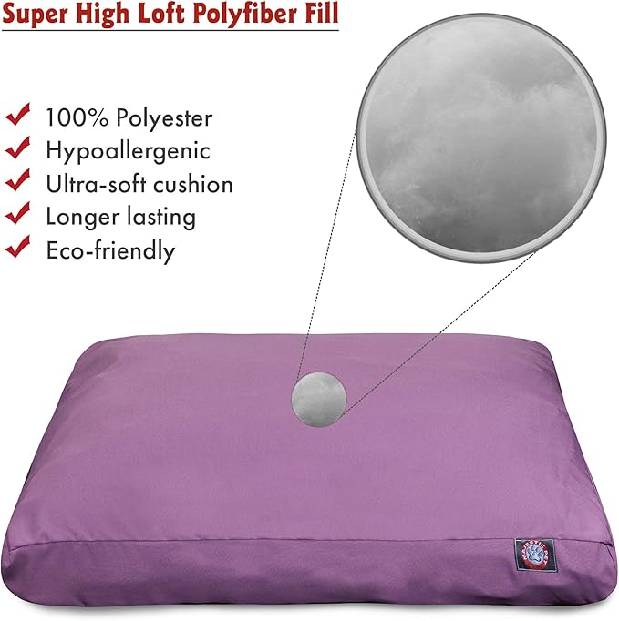 Solid Lilac Small Rectangle Indoor Outdoor Pet Dog Bed With Removable Washable Cover By Majestic Pet Products