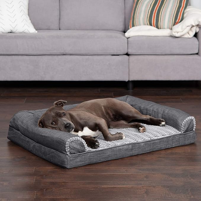 Furhaven Orthopedic Dog Bed for Large/Medium Dogs w/ Removable Bolsters & Washable Cover 55 lbs