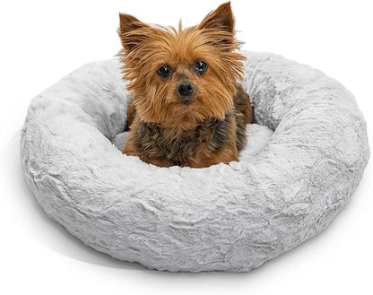 Best Friends by Sheri The Original Calming Donut Cat and Dog Bed in Lux Fur Gray 18"