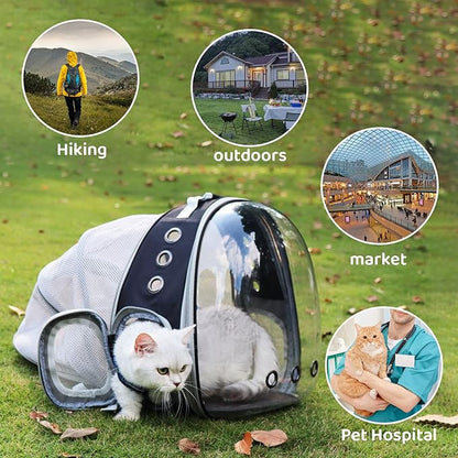 Cat Backpack Carrier,Expandable Pet Bubble Backpack Airline Approved, Pet Travel Carrying Bag for Small Medium Cats and Puppy with Hiking Walking Outdoor Use