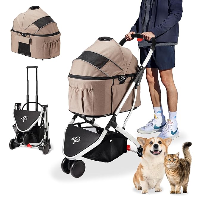Petique 3-in-1 Newport Pet Stroller (Travel Carrier + Car Seat + Stroller) 360º Front 45LBS –