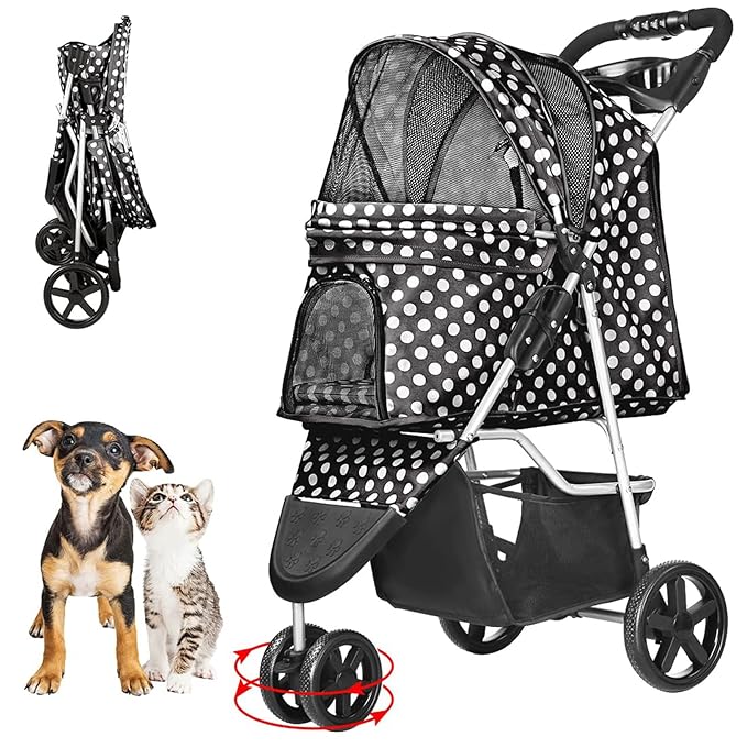 Dog Stroller for Small Dogs 3 Wheels,