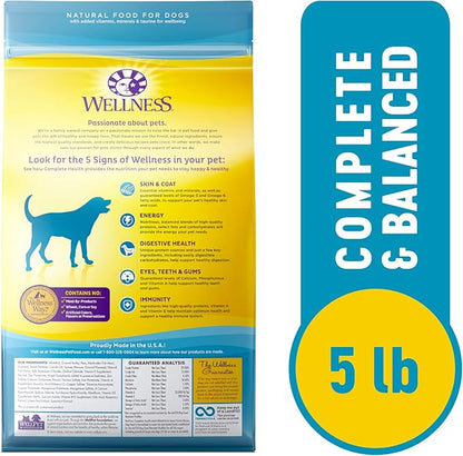 Wellness Complete Health Dry Dog Food with Grains, Natural Ingredients, Made in USA with Real Meat, All Breeds, For Adult Dogs (Whitefish & Sweet Potato, 5-Pound Bag)