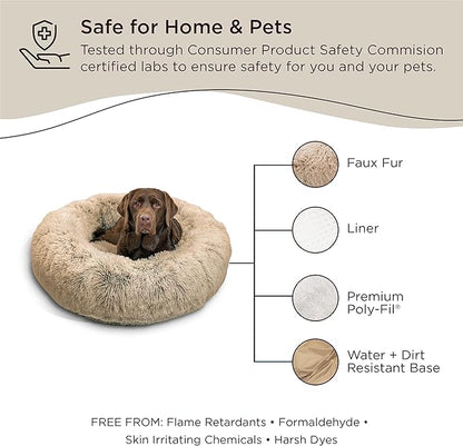 Best Friends by Sheri The Original Calming Donut Cat and Dog Bed in Shag Fur Taupe 36"
