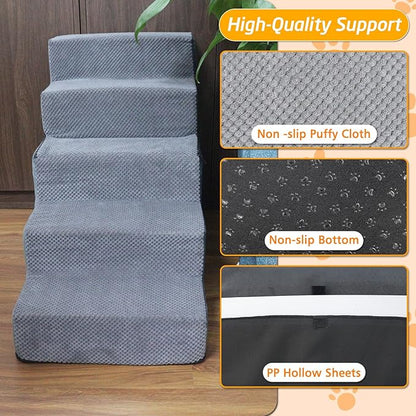 Dog Stairs for Small Dogs 4-Steps Dog Ramps for High Beds and Couch Non-Slip Extra Wide Pet Stairs for Old Dog and Puppy and Cat