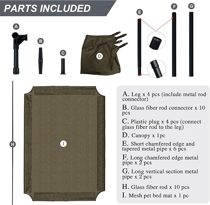 Heeyoo Elevated Dog Bed with Canopy