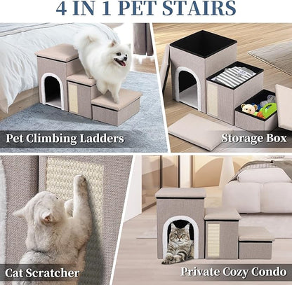 Dog Steps for Bed and Couch 4 in 1 Foldable 180LBS, Pet