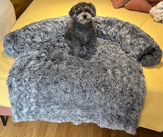 Calming Dogs/Cats Bed Fluffy Plush Dogs/Cats Mat for Furniture Protector with Waterproof Lining