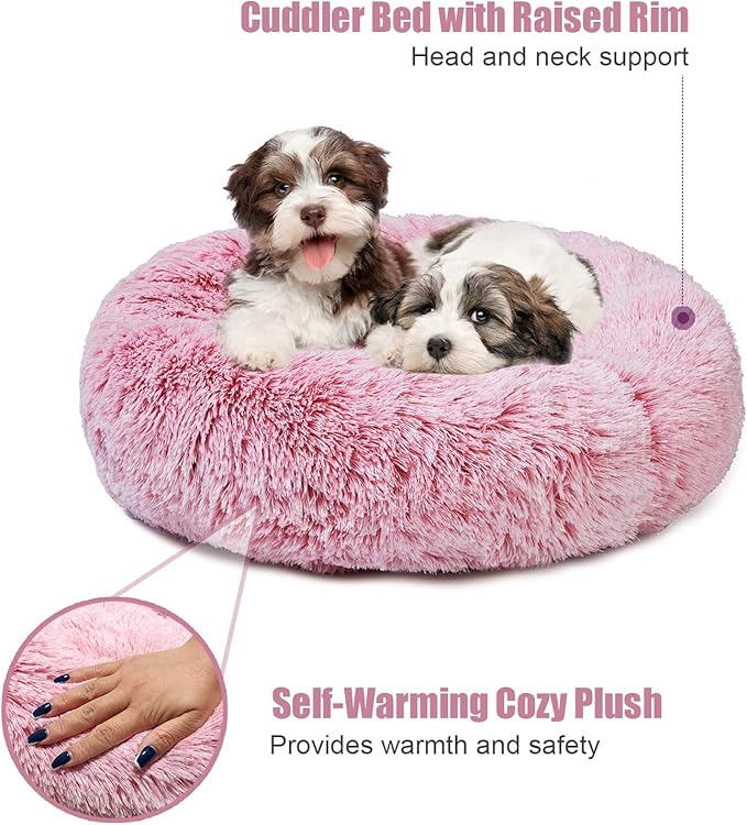 Aurako Cat Bed Dog Bed Round Cushion Pet 23" Pink