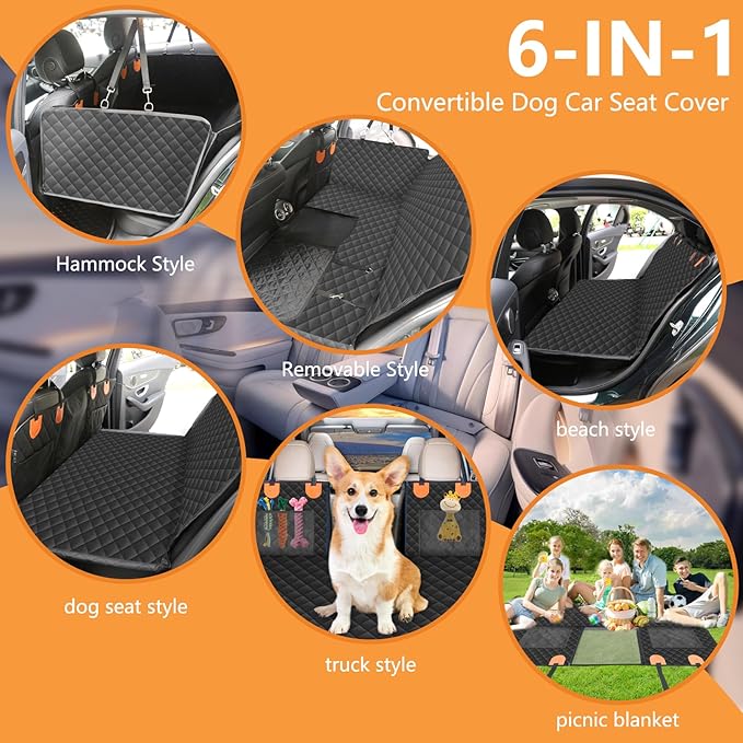 Hard Bottom Dog Car Seat Cover for Back Seat