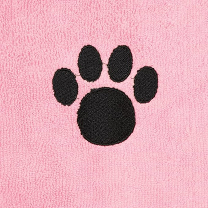 Bone Dry Pet Robe Collection, Embroidered Absorbent Microfiber Bath Robe with Adjustable Closure, for Dogs & Cats, X-Small, Pink