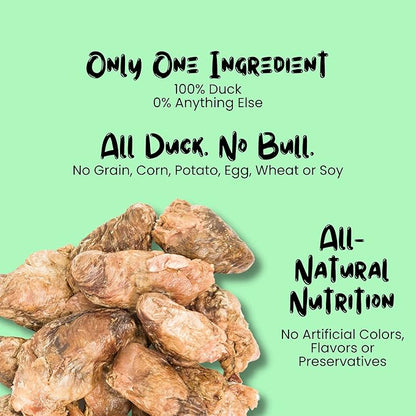 Freeze Dried Duck Treats for Cats & Dogs (6 Oz) - Single Ingredient All Natural Grain-Free, High Protein, Made in USA - Perfect for Training, Topper or Snack