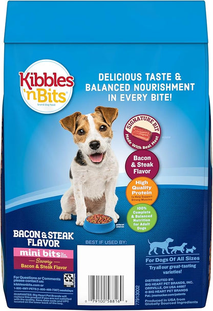 Kibbles 'n Bits Mini Bits Small Breed Savory Bacon & Steak Flavor Dry Dog Food, 3.5 lb. Bag