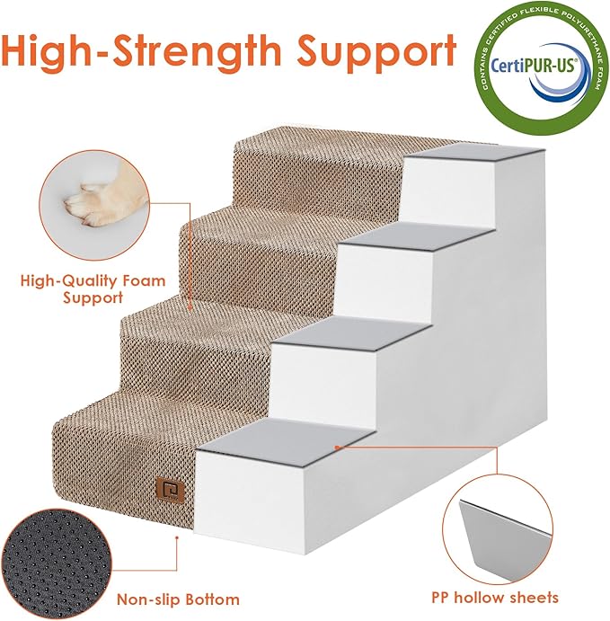 EHEYCIGA Dog Stairs for Bed 20”H 4-Step Extra