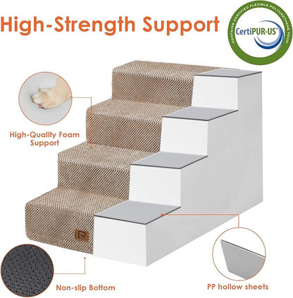 EHEYCIGA Dog Stairs for Bed 20”H 4-Step Extra