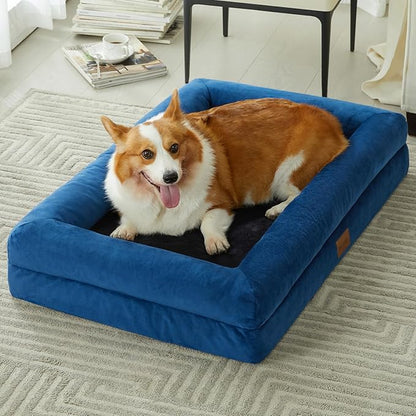 BFPETHOME Orthopedic Medium Dog Bed with Rabbit Fur Surface 29 x 19 x 6-inch, Washable 20 Pounds