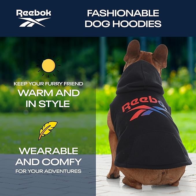 Reebok Dog Hoodie – Fleece Dog Sweater with Leash Hole