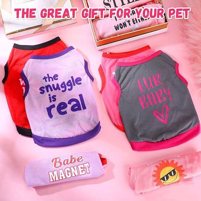 8 Pieces Pet Shirts Printed Puppy Shirts Soft