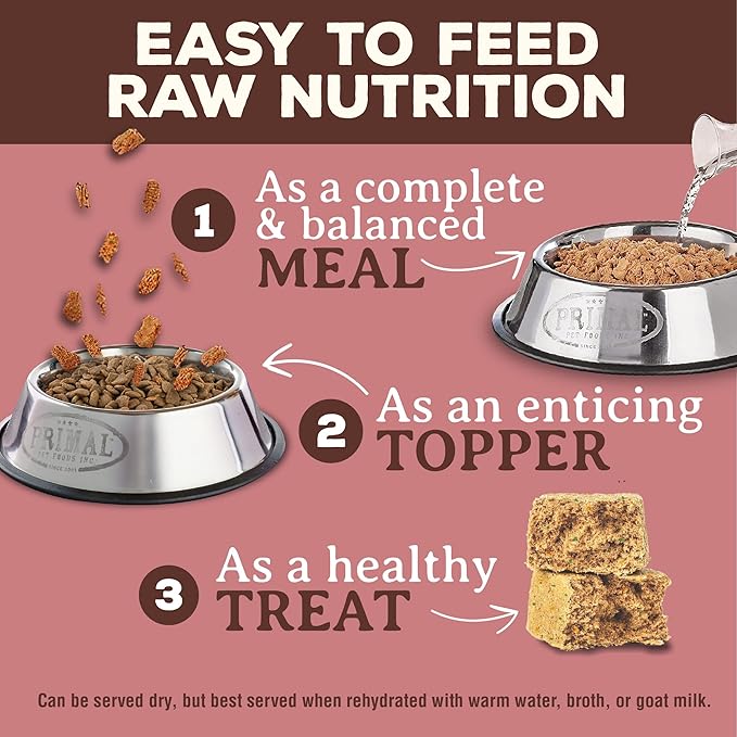 Primal Freeze Dried Raw Dog Food Nuggets, Turkey & Sardine, Complete & Balanced Meal, Also Use as Topper or Treat, Premium, Healthy, Grain Free, High Protein Raw Dog Food, 5.5 oz