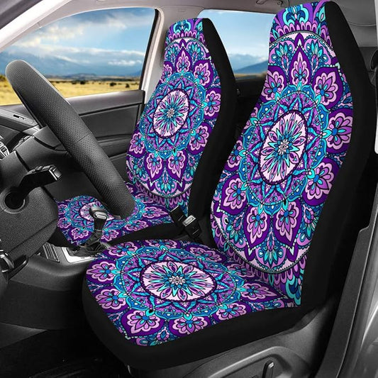 CLOHOMIN Mandala Lotus Car Front Seat Covers Seat