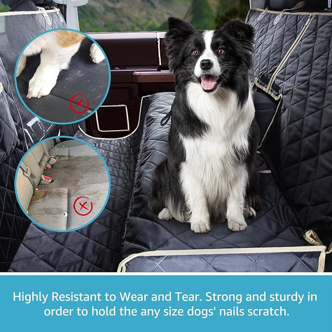 Lassie 4 in 1 Dog Floor Hammock for Crew Cab,100% Waterproof Backseat Cover Dog Seat Covers, Bench Protector for Ford F150, Chevy Silverado,GMC Sierra,Toyota Tundra,Ram 1500 Truck etc