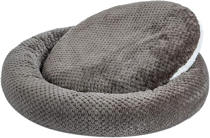 WONDER MIRACLE Fuzzy Deluxe Pet Beds, Super Plush Dog or Cat Beds Ideal for Dog Crates, Machine Wash & Dryer Friendly (24" x 24", Eagle Grey)