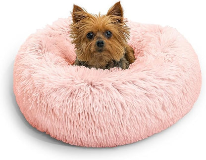 Best Friends by Sheri The Original Calming Donut Cat and Dog Bed in Shag Fur Candy Pink 18"