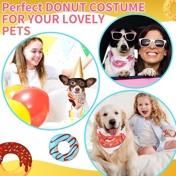 100 Pcs Donut Dog Bandanas Bulk Pet Bandanas