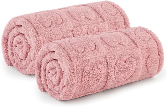 Bedsure 1 Pack 2 Dog Blankets for Small Dogs 2pcs Washable 300GSM Coral