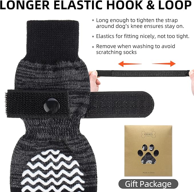 PUPTECK Anti Slip Dog Socks 2 Pairs with Double Grippers for Hardwood Floors