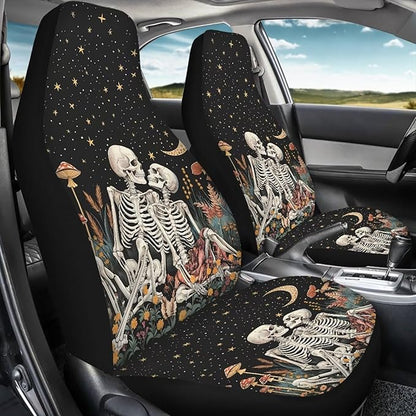Halloween Skull Mushroom Moon Car Seat Covers Washable Seat Protector for Women Men Automotive Vehicle Seat Covers Car Interior Accessories for Cars